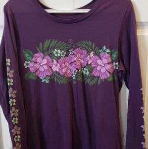Women's Large Hawaiian Flower long sleeve